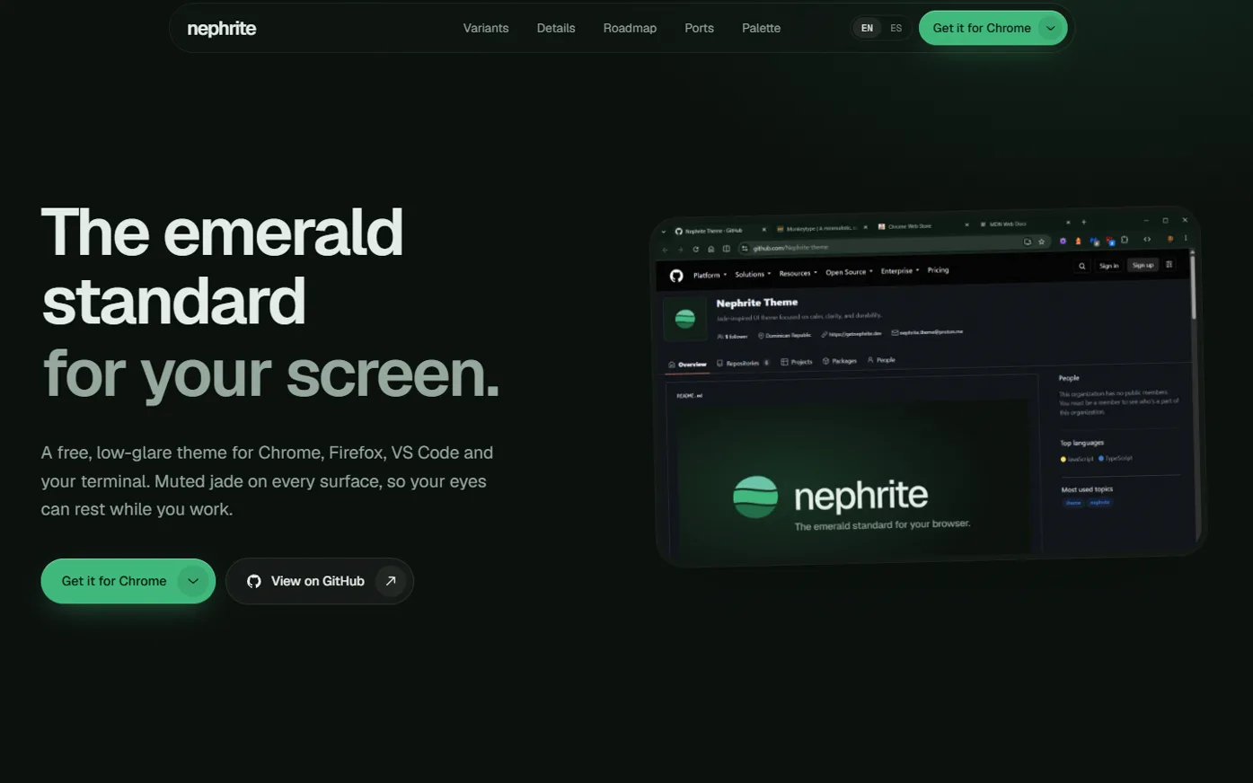 Nephrite — jade color theme for browsers, editors and terminals